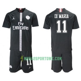 Koszulka Paris Saint-Germain Di Maria 11 Jodan Czarny Dziecięcy Trzeci Stroje Piłkarskie 2018/19 Krótki Rękaw